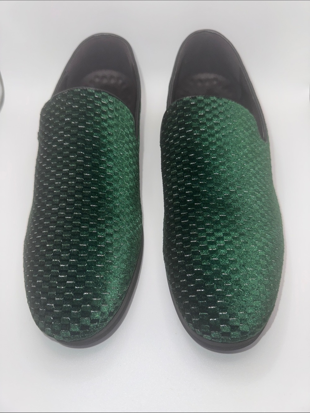 Men’s Green Velvet Smoking Loafers Size 43 EU Dress Slip On Shoes